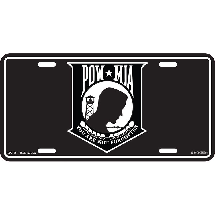 LP0626 License Plate Frame - Pow Mia, Shield - 6 x 12 in.