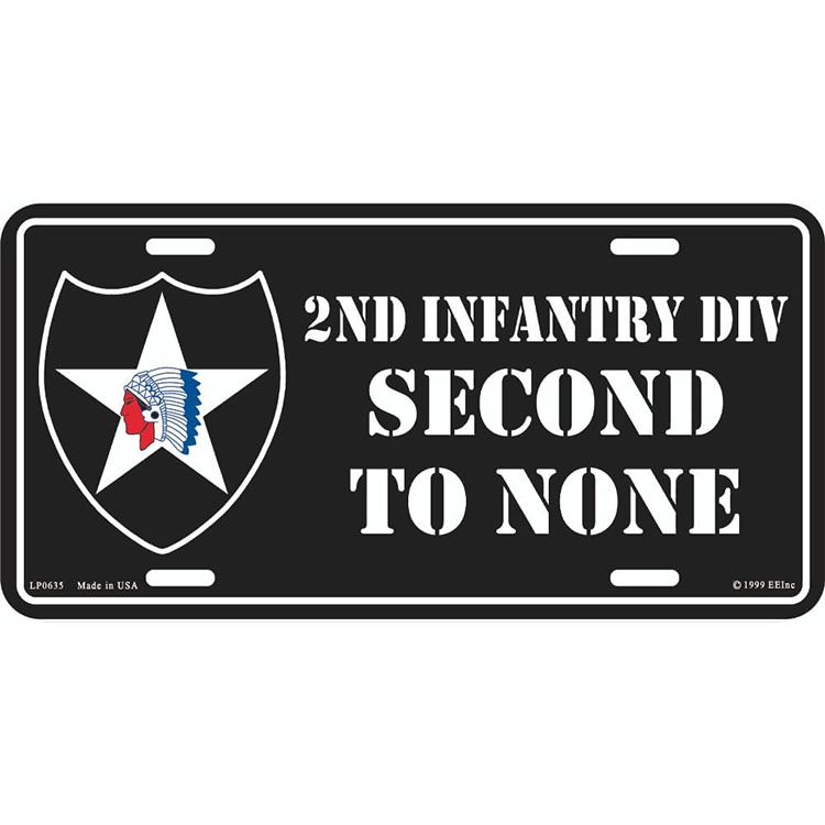LP0635 License Plate Frame - Army, 2Nd Infantry Division - 6 x 12 in.