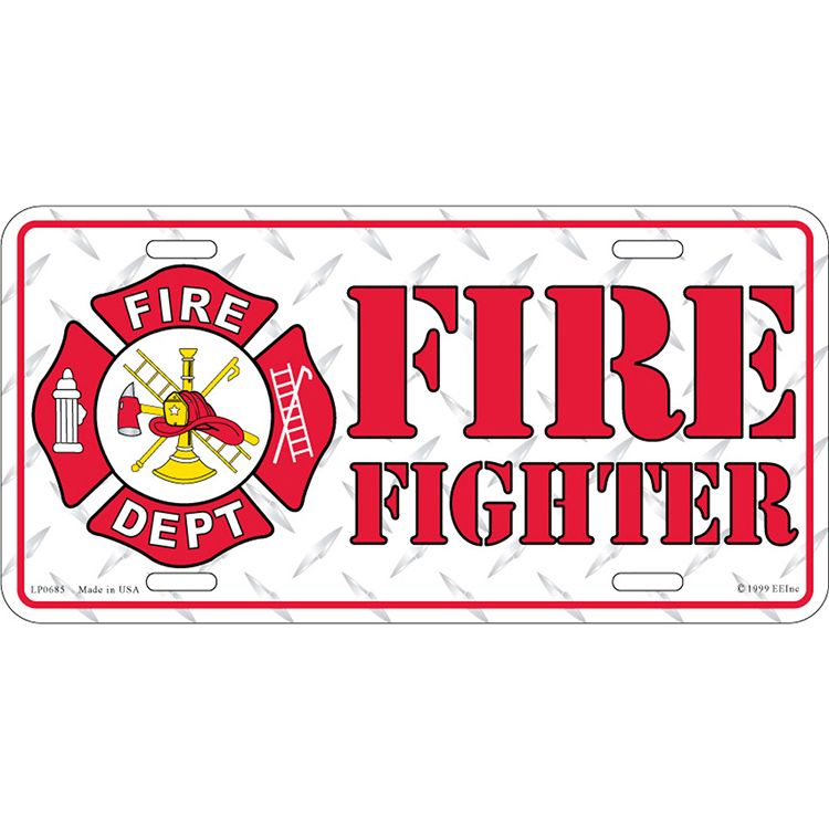 LP0685 License Plate Frame - Fire Fighter Logo - 6 x 12 in.