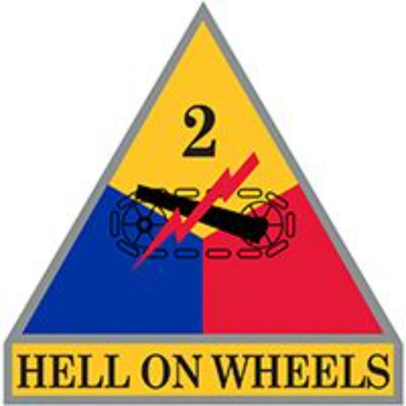 P14739 Pin - Army, 2nd Armored Division - Hell On Wheels - 1 in.