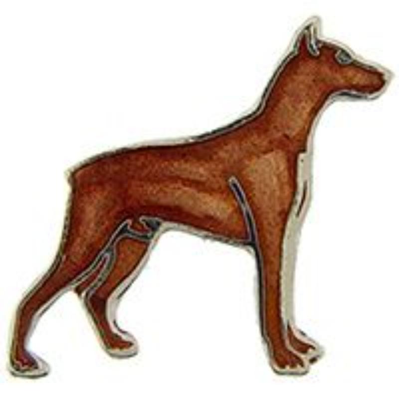 P00347 Pin - Dog, Doberman, Brown - 1 in.