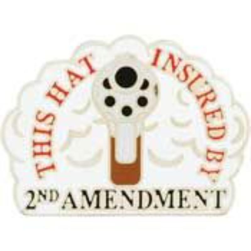 P00423 Pin - Gun, Hat Insured by 2nd Amendment - 1.25 in.