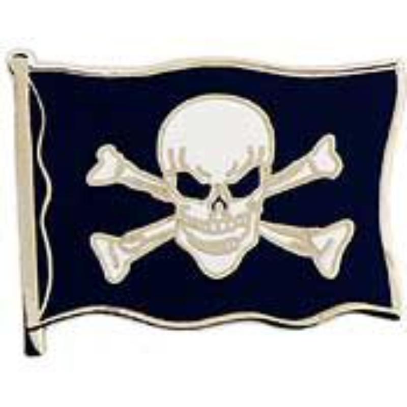 Pirate Skull & Bones Pin - Flag Square - 1 in. - Durable Design