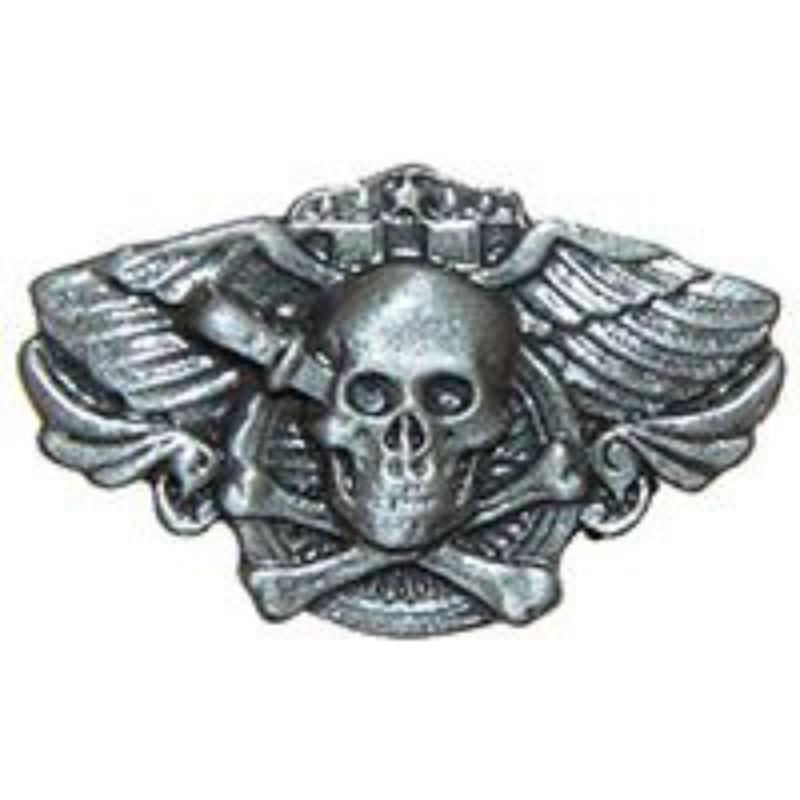 Skull & Knife Wing Pin - Black - 1 in. - Durable Military Design