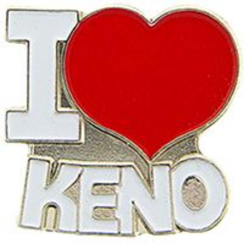 P00802 Pin - Game, Keno, I Heart - 1 in.