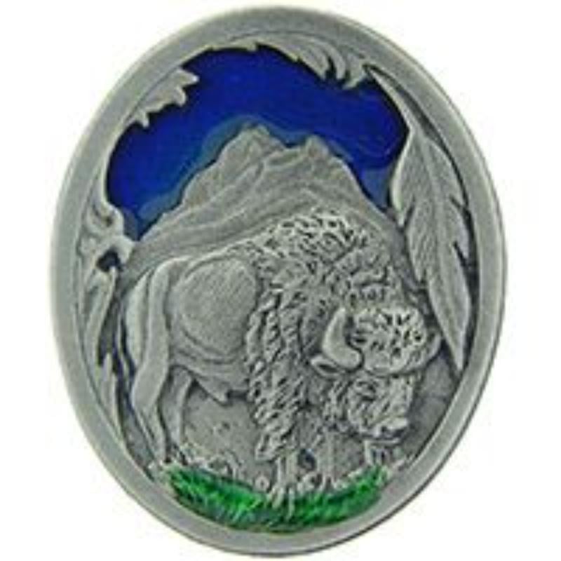 P00944 Pin - Bison with Feather - 1 in.