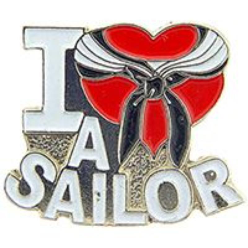 P03920 Pin - USN, I Heart A Sailor - 1 in.