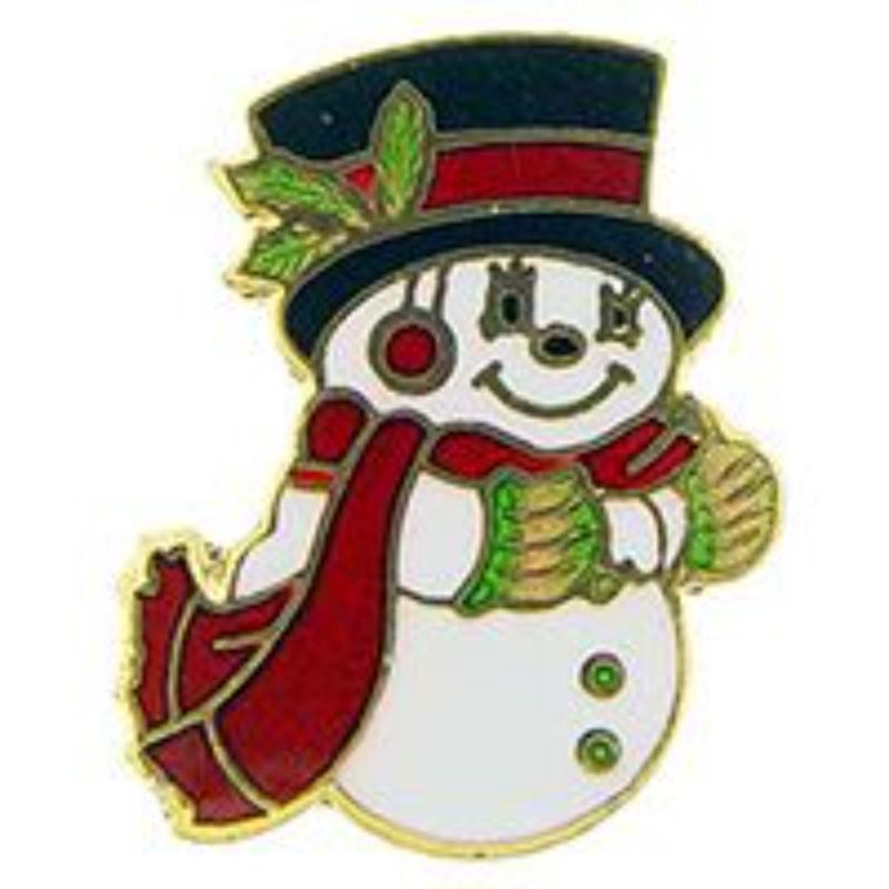 P05268 Pin - Hol, Xmas, Snowman - 1 in.