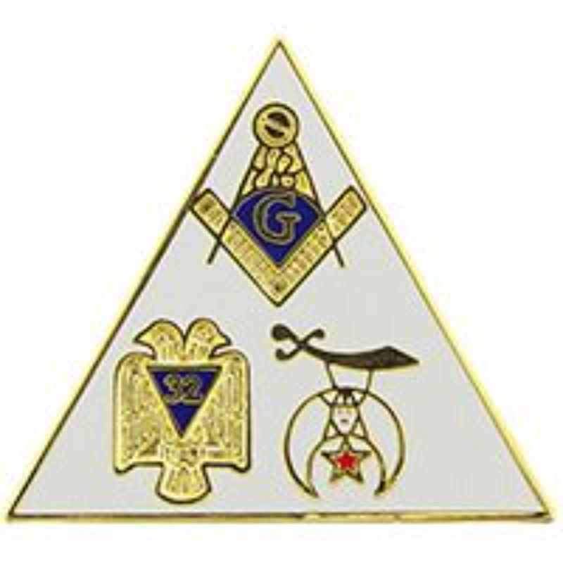 P05712 Pin - Orange, Masonic 3 Emblem - 1 in.