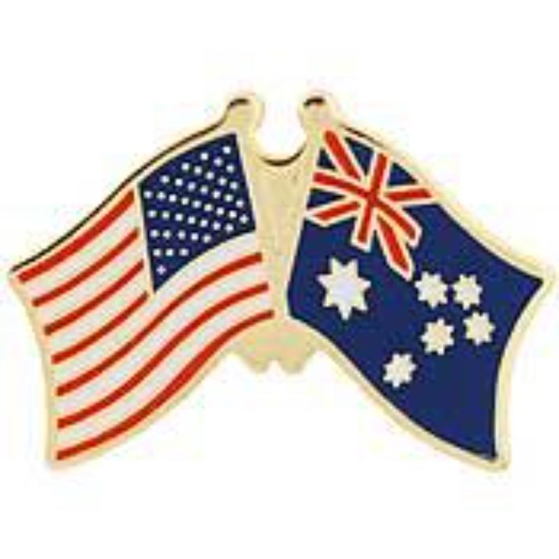 Cross Flags Pin - USA & Australia - 1.125 in. - Durable Design