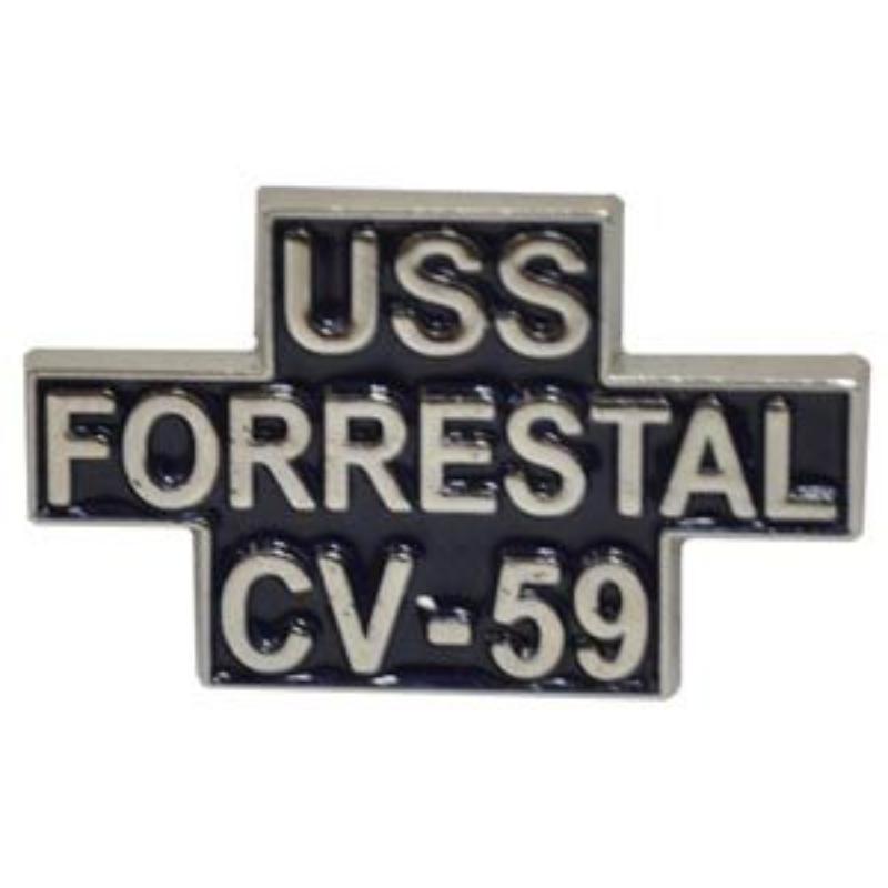 P14934 Pin - USS, Forrestal - Script - 1 in.