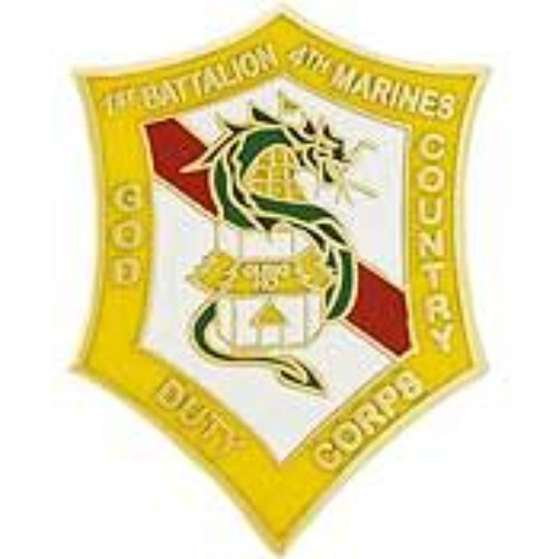P14209 Pin - USMC, 1St Bn 4th MAR God Duty Country - 1 in.