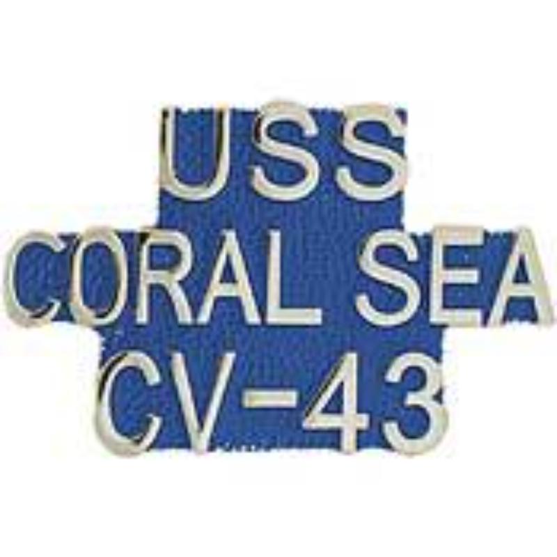 P14968 Pin - USS, Coral Sea - Script - 1 in.
