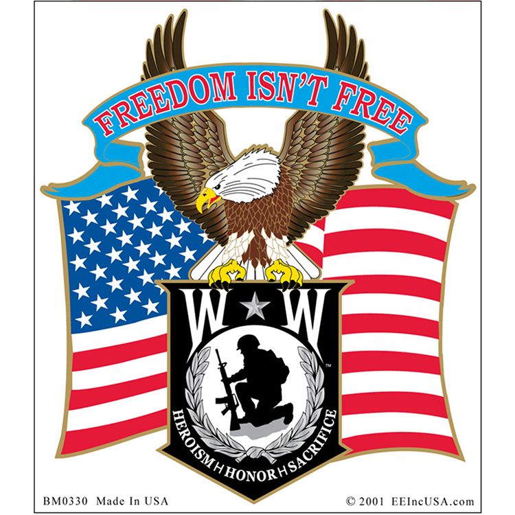 BM0330 Sticker - Wounded Warrior - Clear Vinyl - 3.5 x 4.13 in.