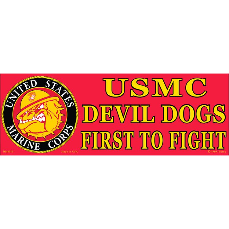 BM0010 Sticker - USMC, Devil Dogs - 3.5 x 10 in.