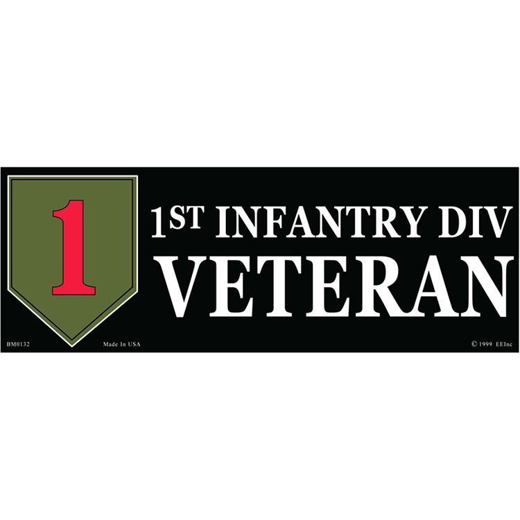 BM0132 Sticker - Army, 1St Division - 3.5 x 10 in.