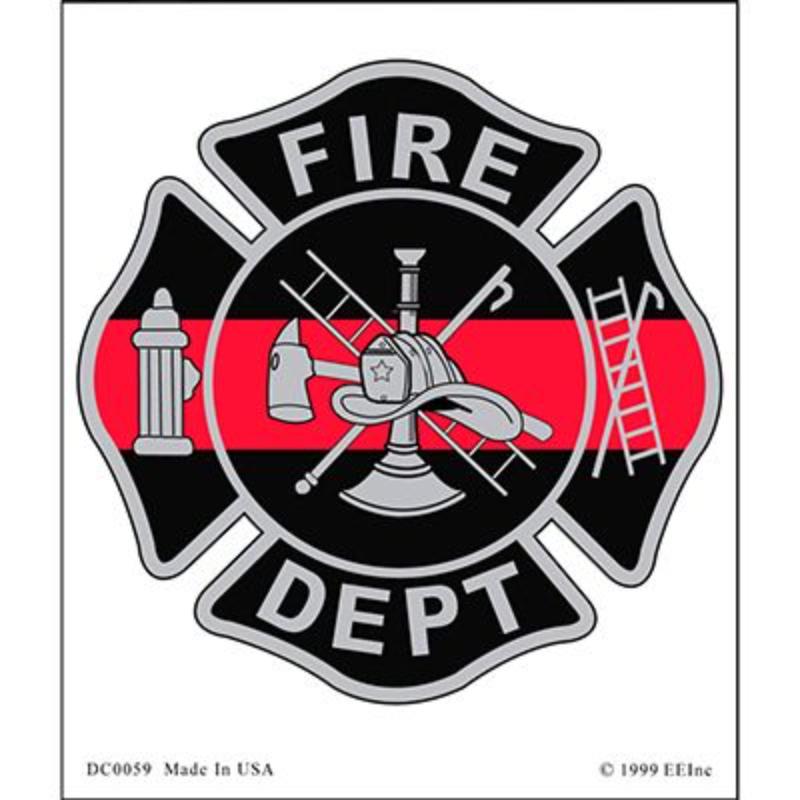 DC0059 Sticker - Fire, Red Line Honor Logo - Clear Vinyl - 3.5 x 4.13 in.