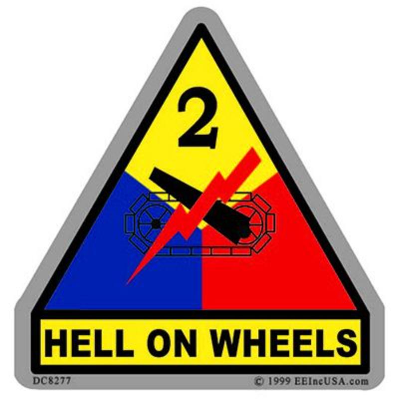 DC8277 Sticker - Army, 2nd Armor - 3.25 x 3.5 in.