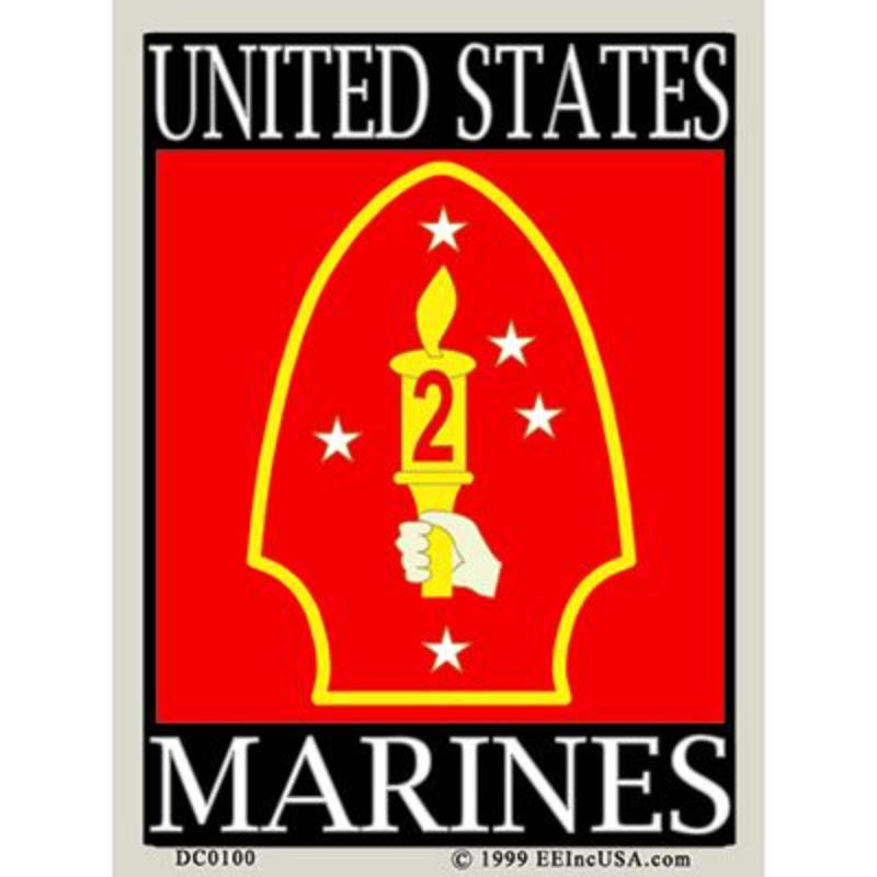 DC0100 Sticker - USMC, 2nd Division - 3 x 4.25 in.