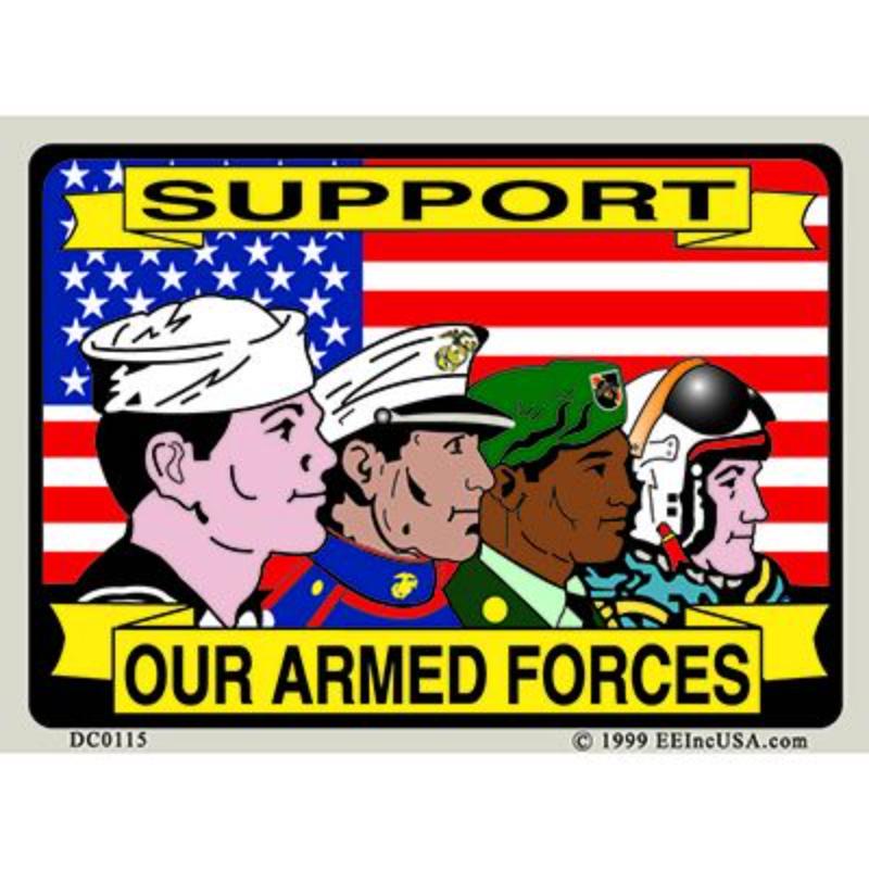 DC0115 Sticker - USA, Armed Forces - 3 x 4.25 in.