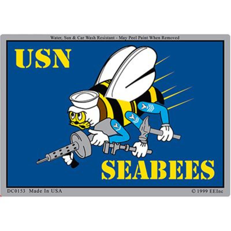 DC0153 Sticker - USN, Seabees - 3 x 4.25 in.