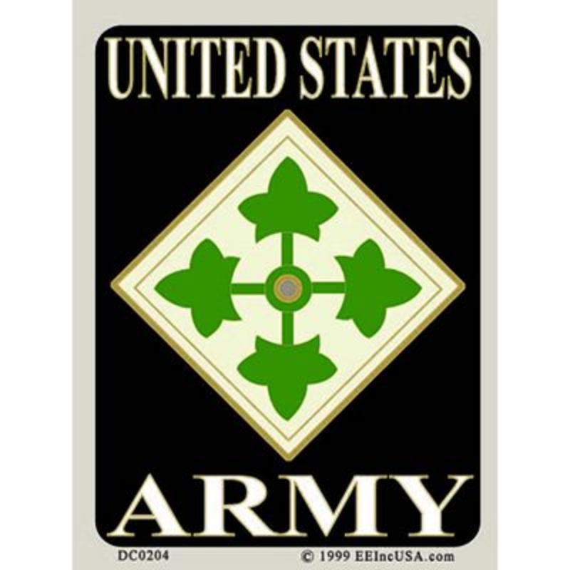 DC0204 Sticker - Army, 4th Division - 3 x 4.25 in.
