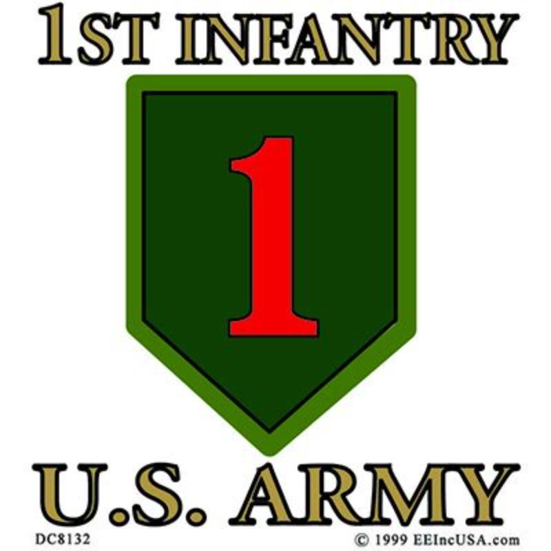 DC8132 Sticker - Army, 1st Infantry Division - Clear Vinyl - 3.25 x 3.5 in.