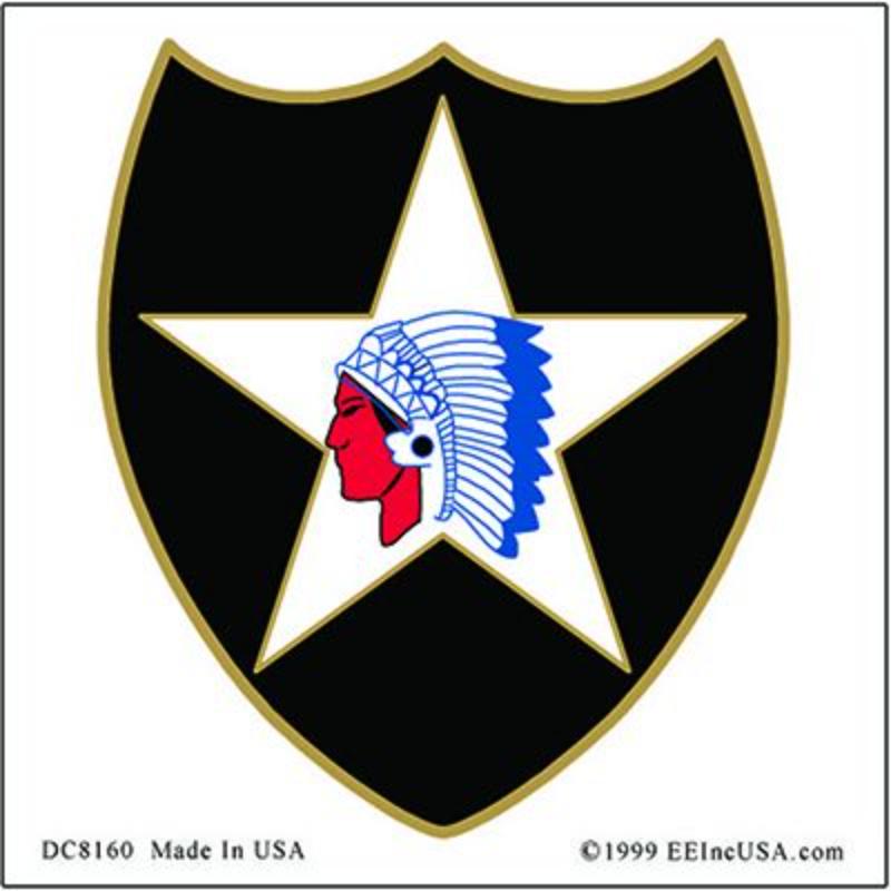 DC8160 Sticker - Army, 2Nd Infantry Division - Clear Vinyl - 3.25 in.