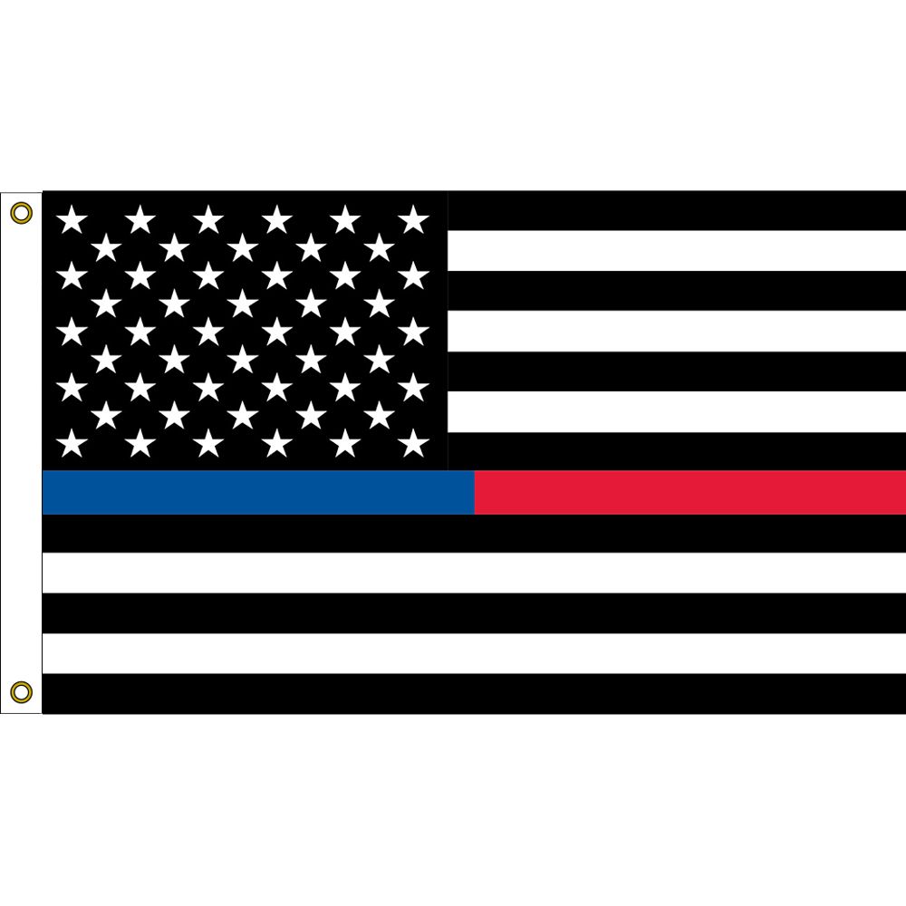 F1480 Flag - Police & Fire, Blue & Red Line - 3 x 5 ft.