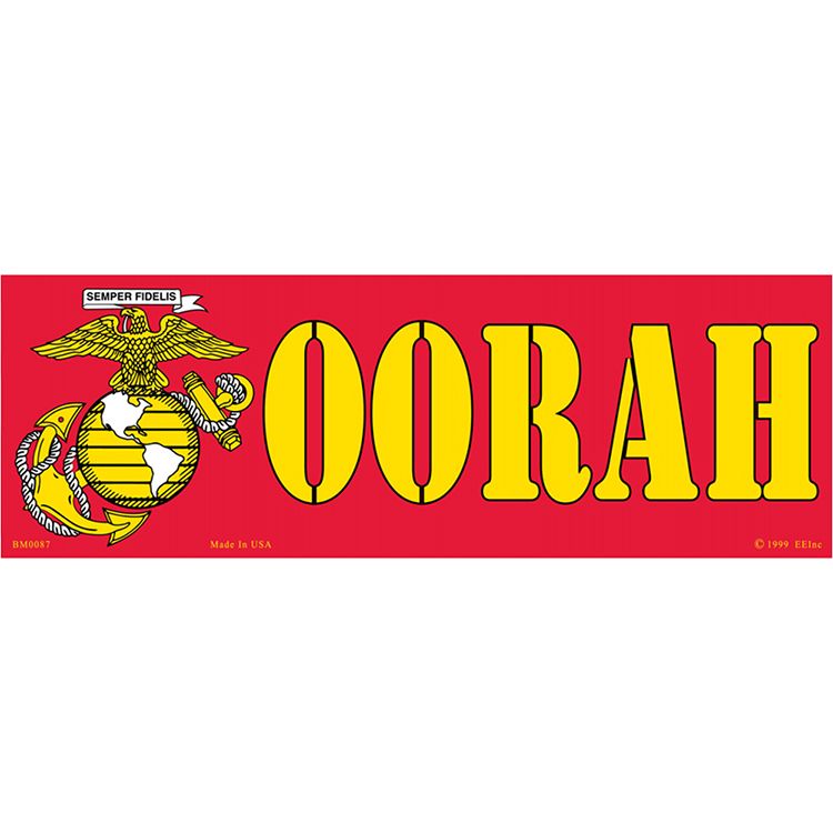 BM0087 Sticker - USMC, Oorah - 3.5 x 10 in.