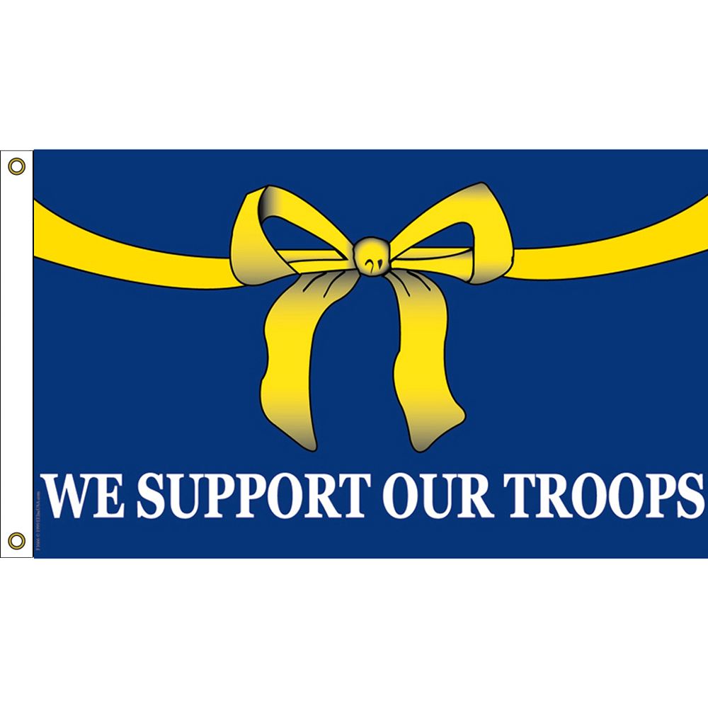 F1666 Flag - Support Our Troops - Yellow Ribbon - 3 x 5 ft.