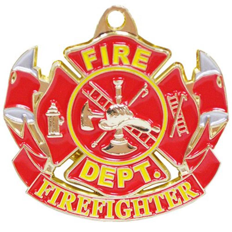 KC2037 Key Ring - Fire Fighter, Bright-Shine - 1.63 in.