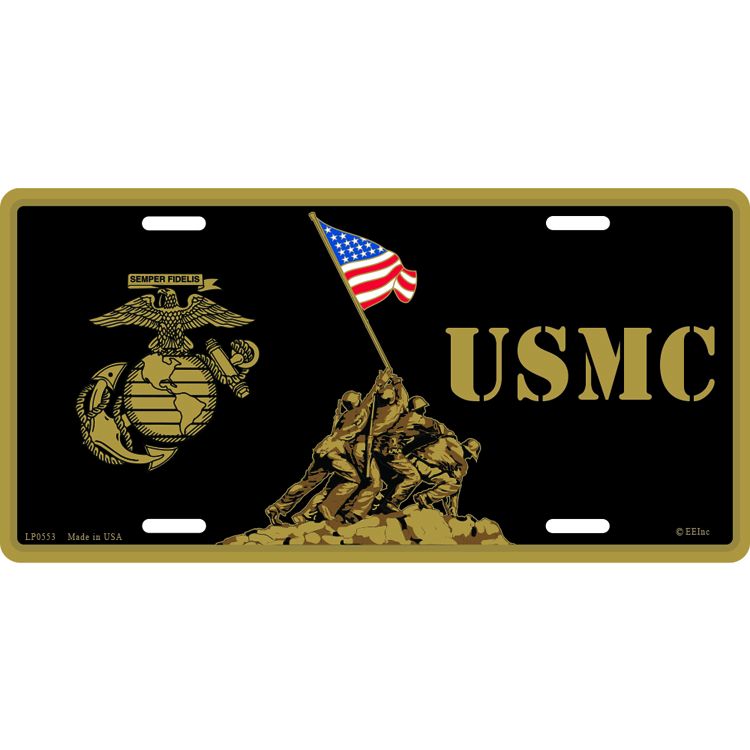 LP0553 License Plate Frame - USMC, Iwo Jima - 6 x 12 in.