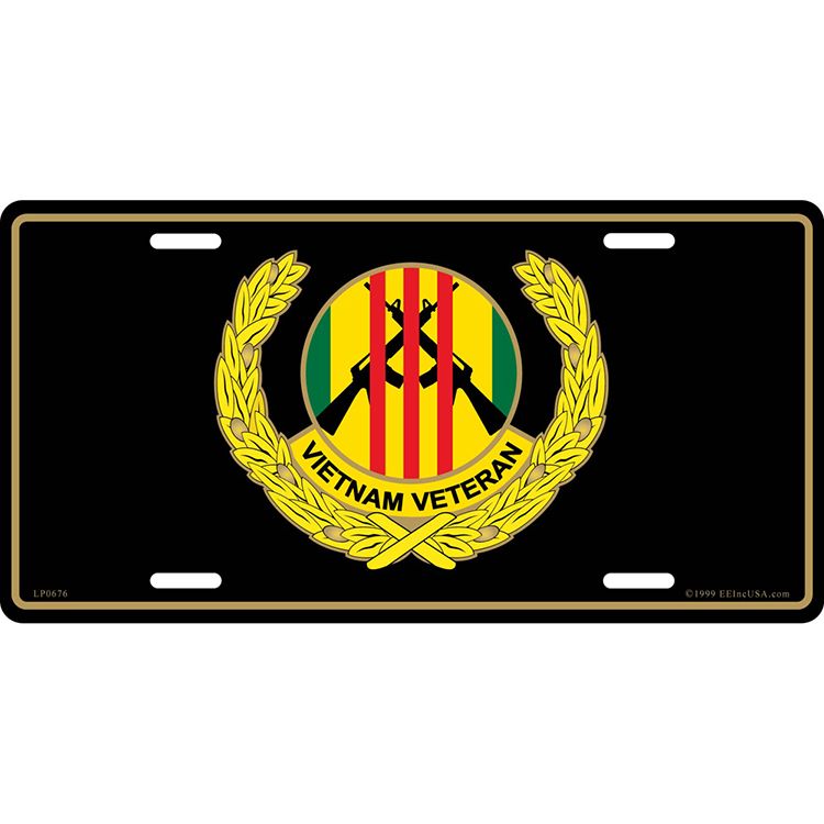LP0676 License Plate Frame - Vietnam Veteran & Rifles - 6 x 12 in.