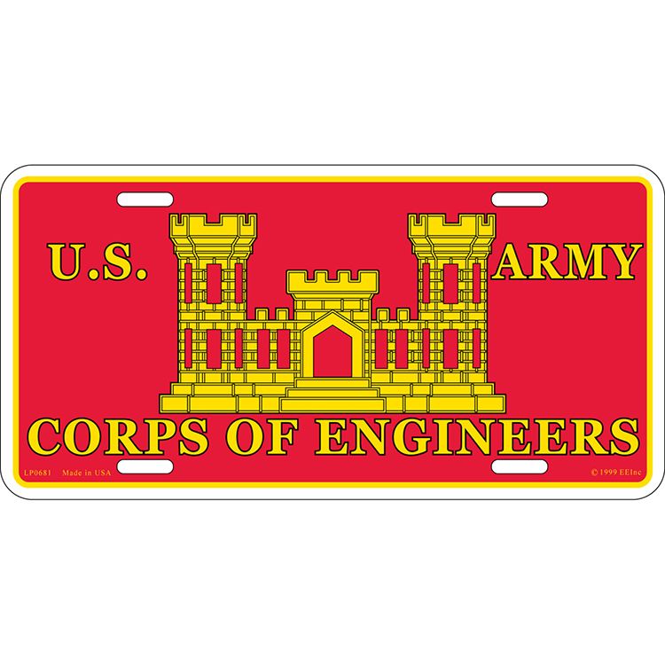 LP0681 License Plate Frame - Army, Corps of Engineers - 6 x 12 in.