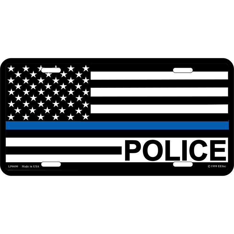 LP0690 License Plate Frame - Police, Blue Line II - 6 x 12 in.