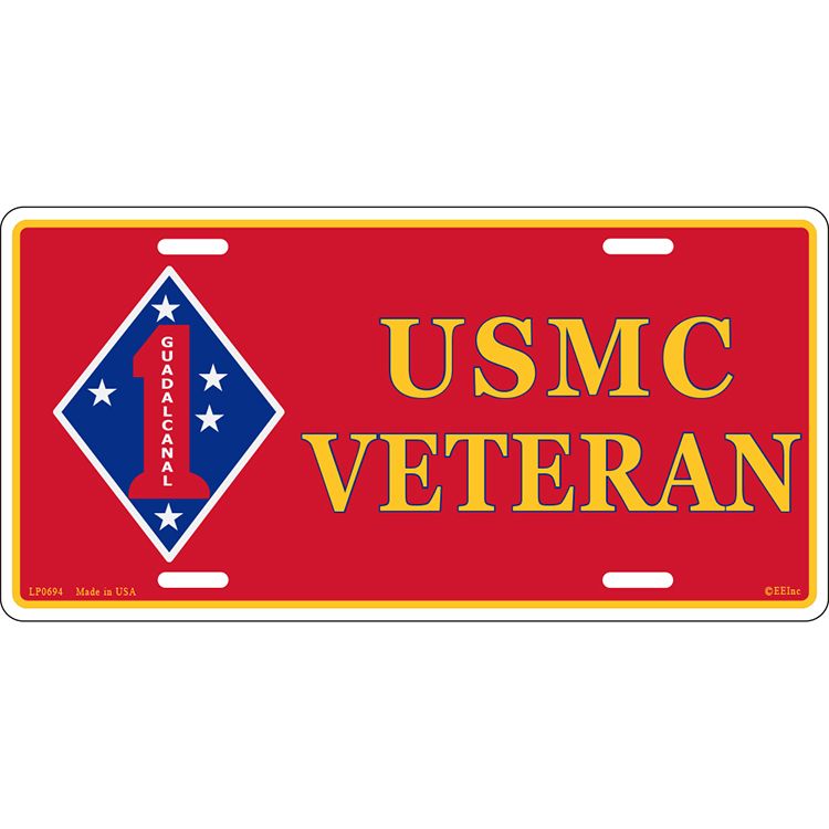 LP0694 License Plate Frame - USMC, 1st Division - 6 x 12 in.