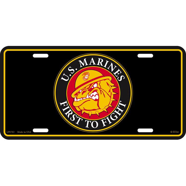 LP0702 License Plate Frame - USMC, Bulldog - 6 x 12 in.