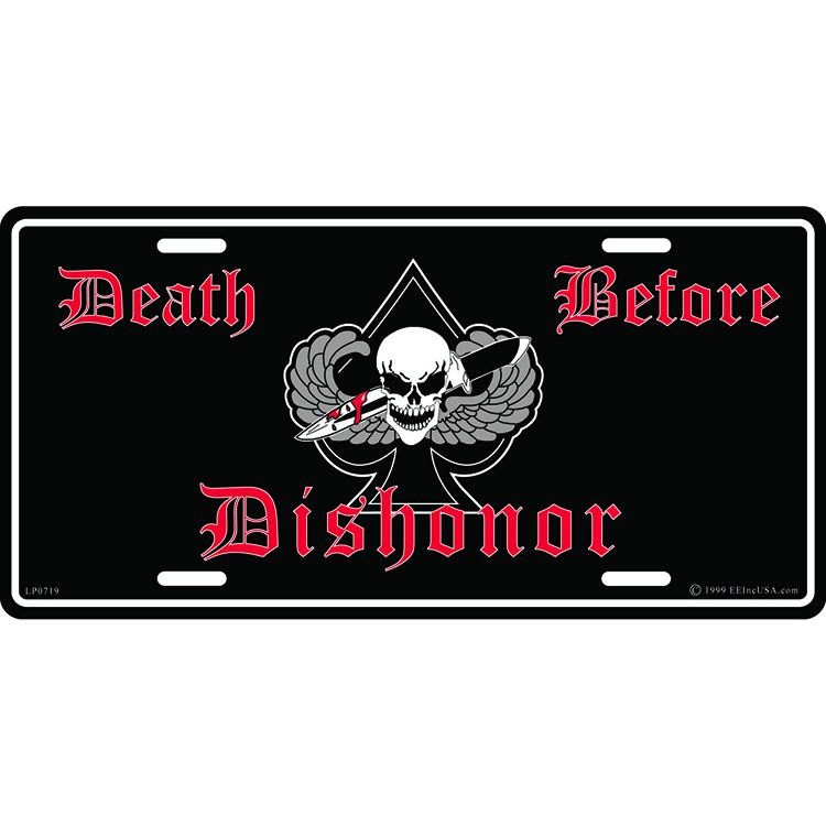 LP0719 License Plate Frame - Death Before Dishonor - 6 x 12 in.