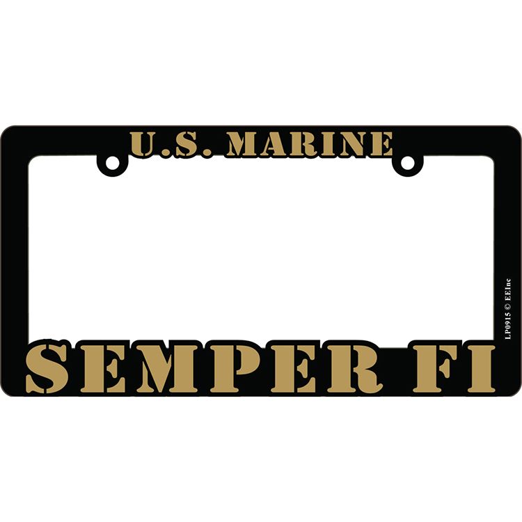 LP0915 Heavy Plastic License Plate Frame, USMC, Semper FI - 6 x 12 in.