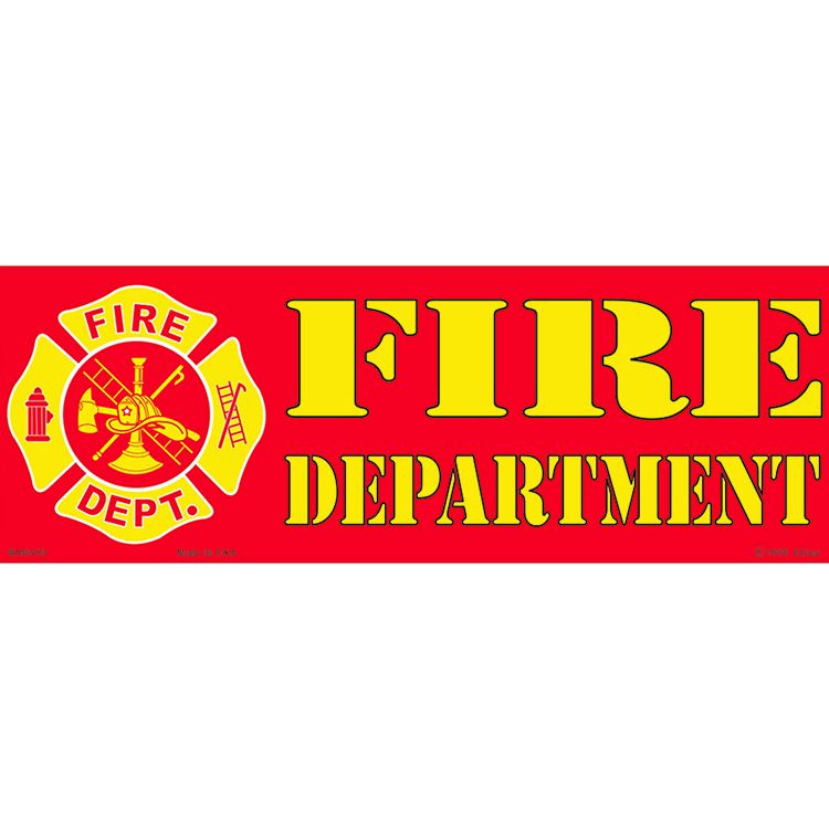BM0450 Sticker - Fire Department - 3.5 x 10 in.