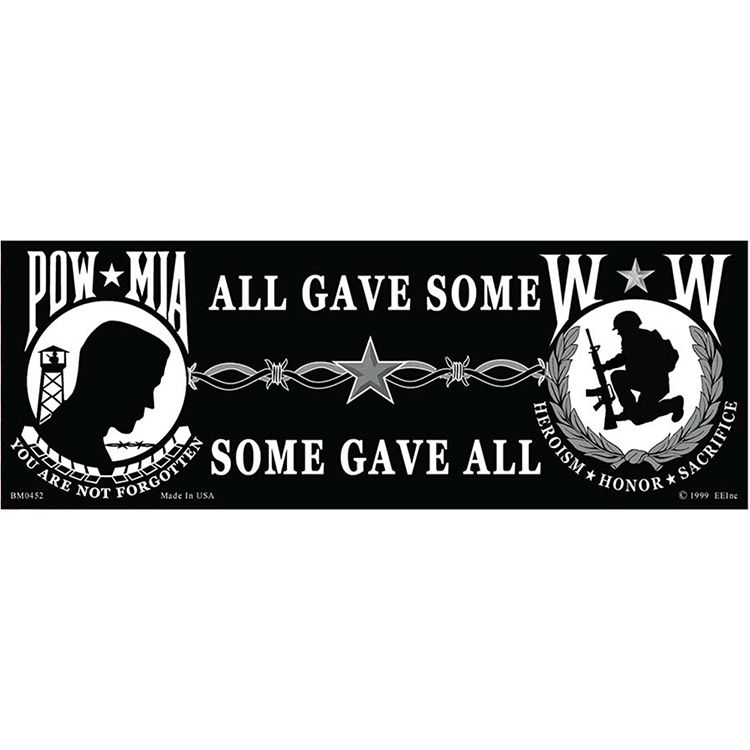 BM0452 Sticker - Pow Mia, Wounded Warr - 3.5 x 10 in.
