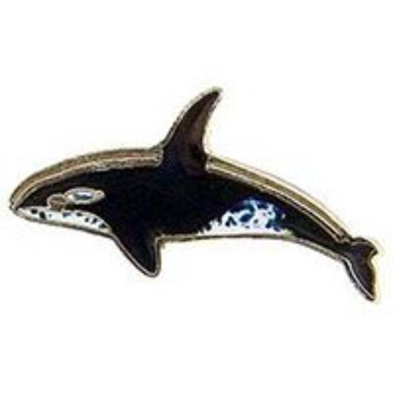 P00232 Pin - Fish, Whale, Killer, Black - 1 in.