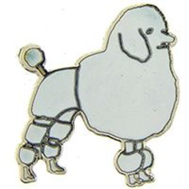 P00314 Pin - Dog, Poodle, White - 1 in.