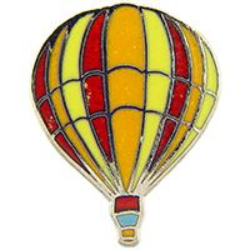 P00463 Pin - Hot Air, Balloon - Red, White & Yellow - 1 in.