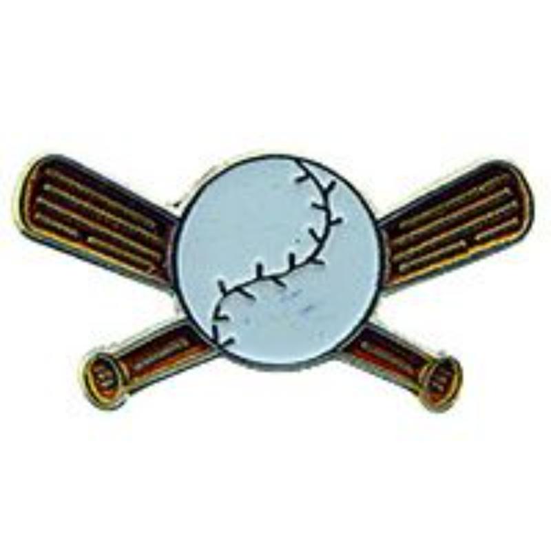 P00532 Pin - Baseball, Bats Crossed - 1 in.