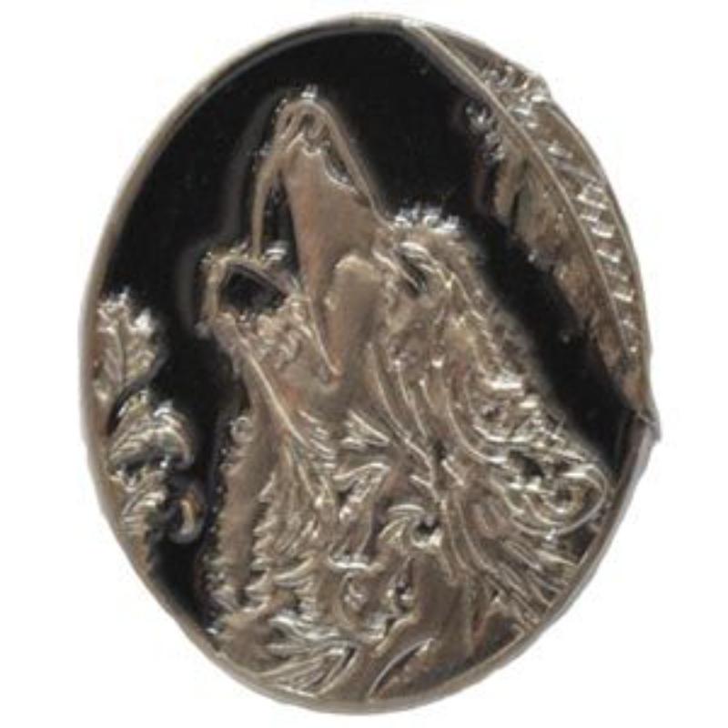 P00885 Pin - Wolf, Moon - 1 in.