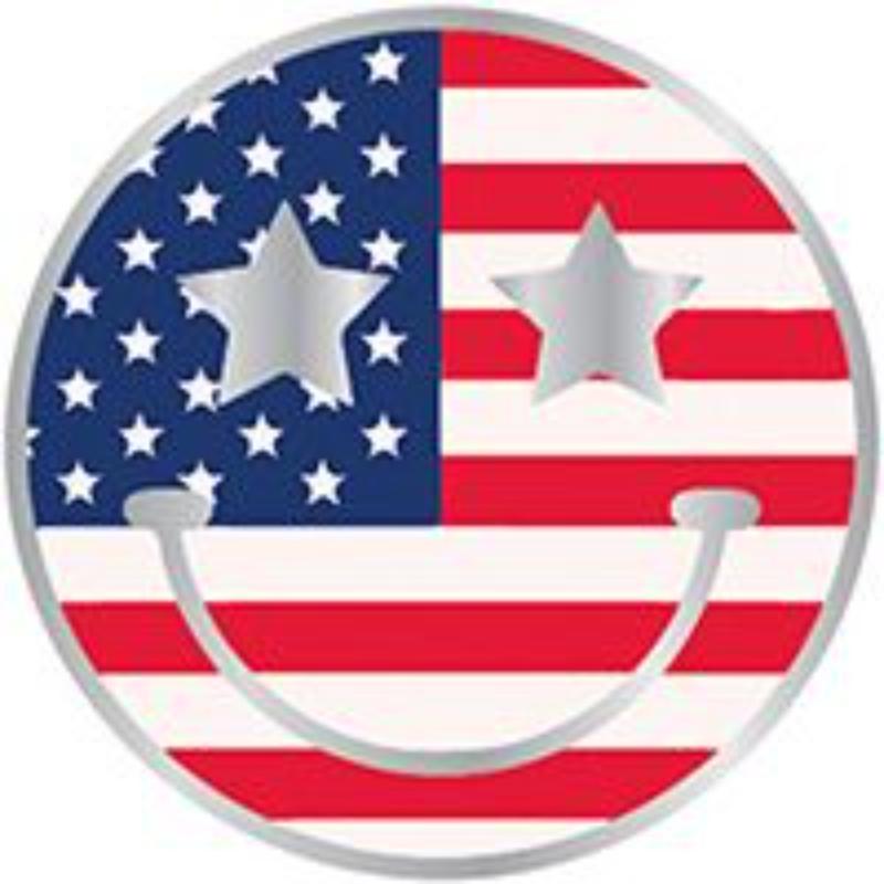 P00917 Pin - Smiley Face USA - 1 in.