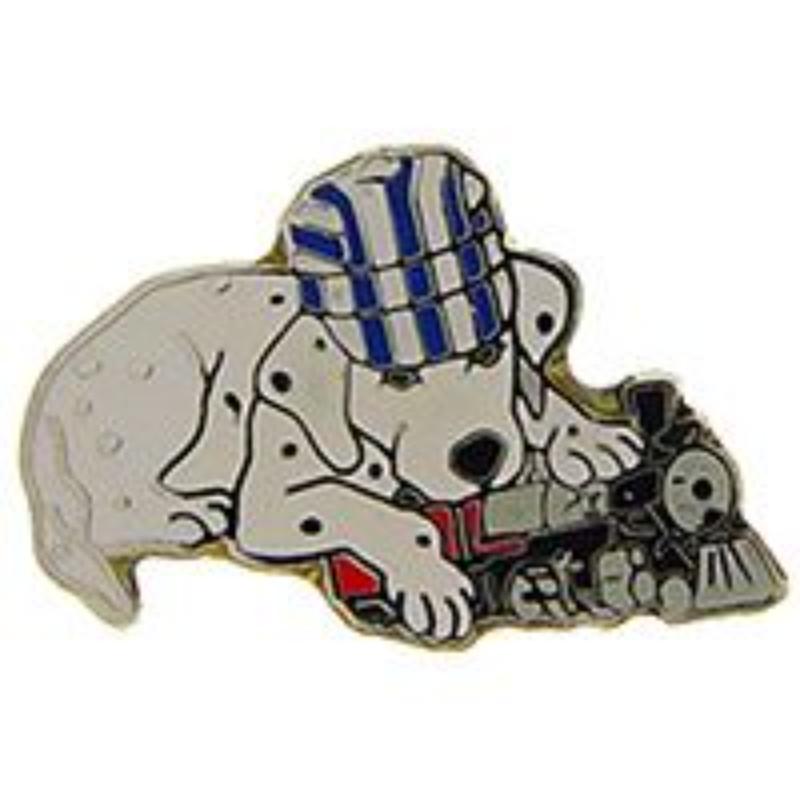 P01097 Pin - RR, Dog, Train - 1 in.