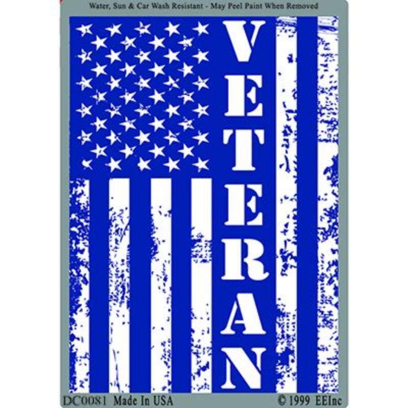 DC0081 Sticker - USA Flag, Veteran - 3 x 4.25 in.